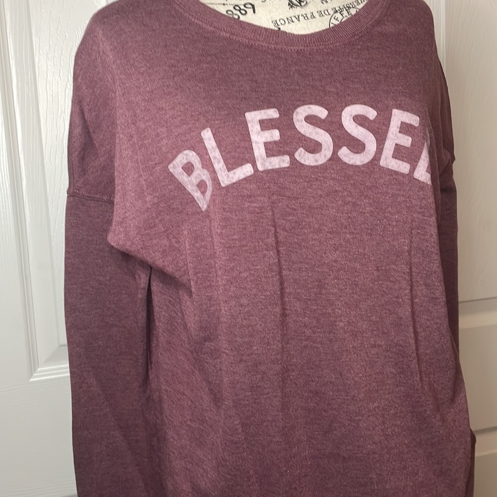 Zoe + Liv Blessed Sweatshirt in Burgundy